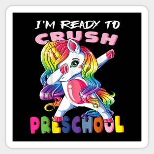 Ready to Crush Love Preschool funny Unicorn Dabing Tee Sticker